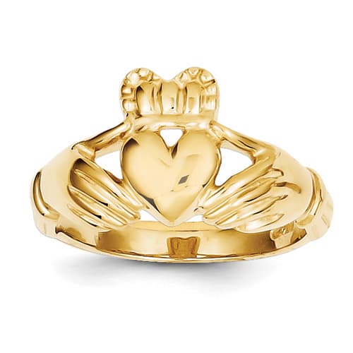Mens Gold Classics&#40;tm&#41; 14kt. Rounded Gold Claddagh Ring - image 