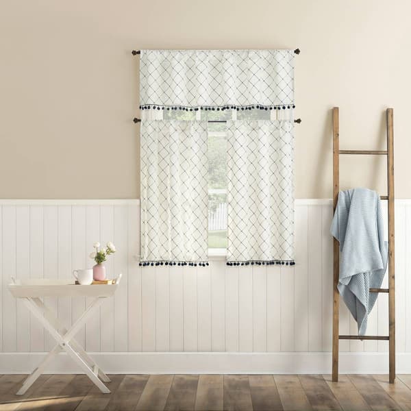 Olympia Lattice Tiers Kitchen Curtains - image 