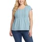 Plus Size NY Collection Short Sleeve Lace Detail Peplum Blouse - image 1