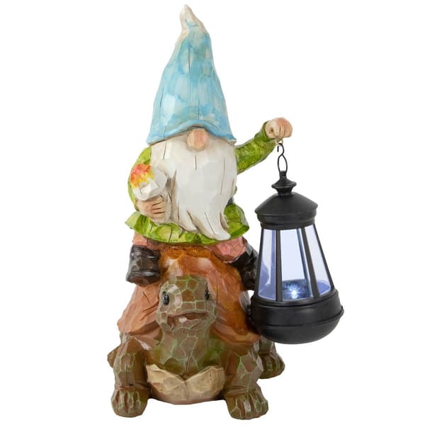 Northlight Seasonal Solar LED Gnome & Turtle Garden Statue - image 