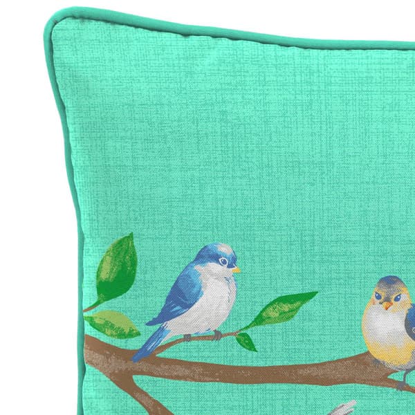 Jordan Manufacturing Teal Birds Outdoor Throw Pillow