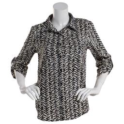 Womens Notations Abstract Equipment Causal Button Front