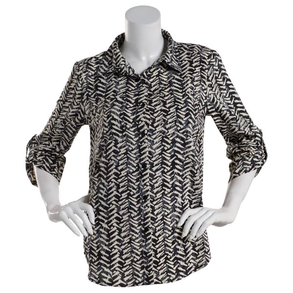 Womens Notations Abstract Equipment Causal Button Front
