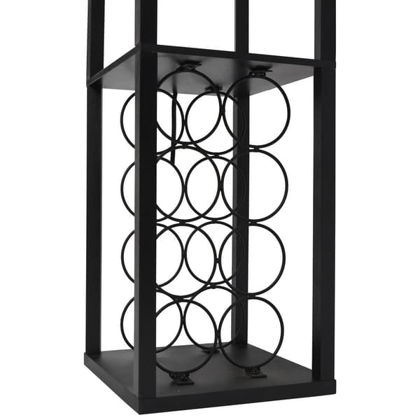 Simple Designs Floor Lamp Etagere Organizer w/Linen Shade