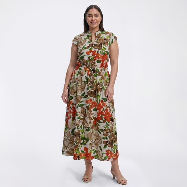 Plus Size Kasper Cap Sleeve Floral Midi Dress - image 