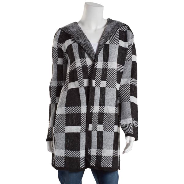 Womens Love Ever After Long Sleeve Replaid Hooded Cardigan - image 