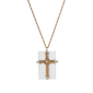 Symbols of Faith 14kt. Gold-Dipped White Quartz Cross Necklace - image 1
