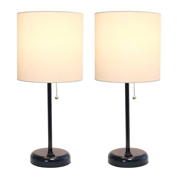 LimeLights Black Stick Lamp w/Charging Outlet & Shade - Set of 2 - image 