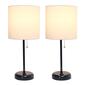 LimeLights Black Stick Lamp w/Charging Outlet & Shade - Set of 2 - image 1