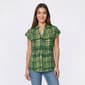 Womens Kasper Cap Sleeve V-Neck Scale Stripe Blouse - image 1
