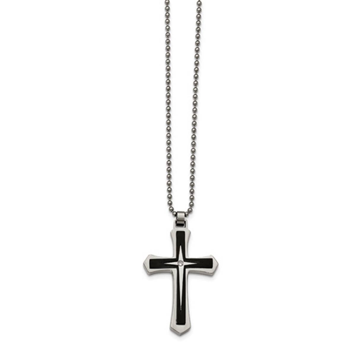 Mens Gentlemen’s Classics™ Black CZ Cross Necklace