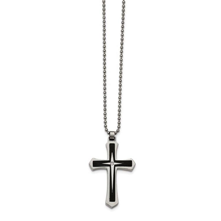 Mens Gentlemen's Classics(tm) Black Cubic Zirconia Cross Necklace