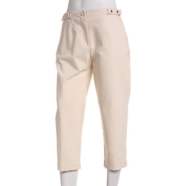 Petite Zac & Rachel Solid Functional Button Slim Leg Pants - image 