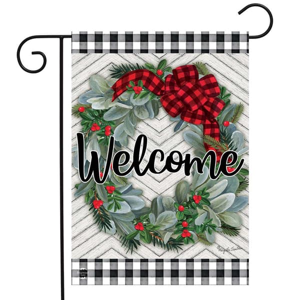 Briarwood Lane Winter Wreath Welcome Garden Flag - image 