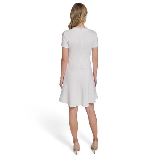 Womens Tommy Hilfiger Short Sleeve Solid Fit & Flare Dress
