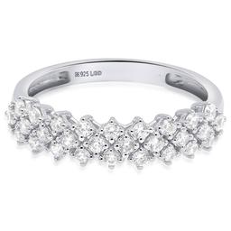 Nova Star® Sterling Silver Lab Grown Clustered Diamond Ring