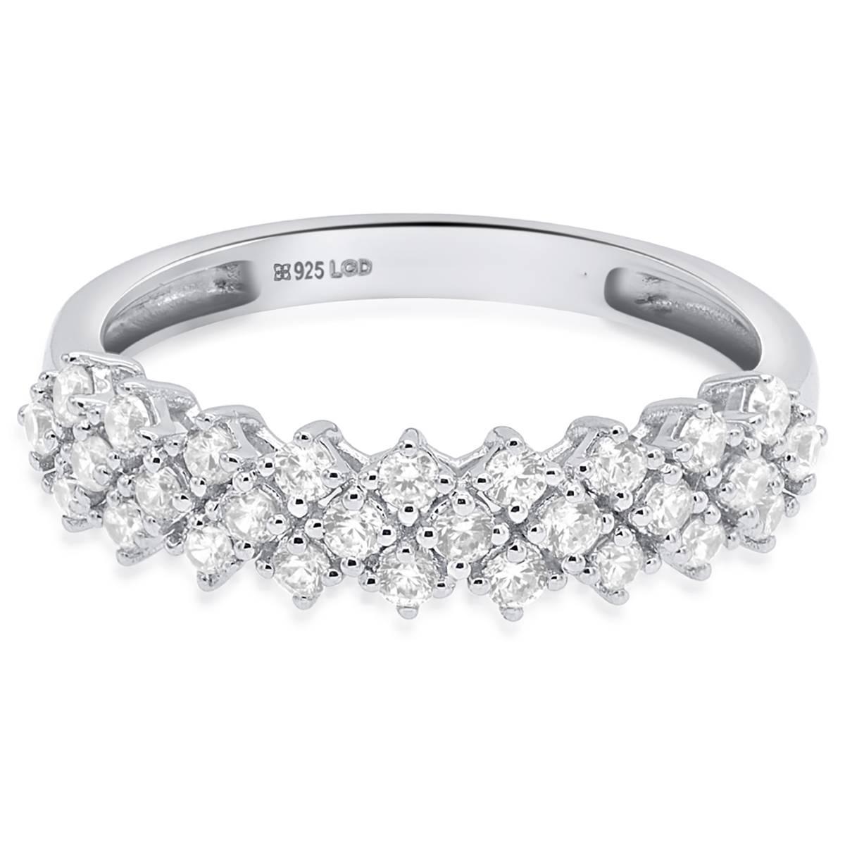 Nova Star® Sterling Silver Lab Grown Clustered Diamond Ring