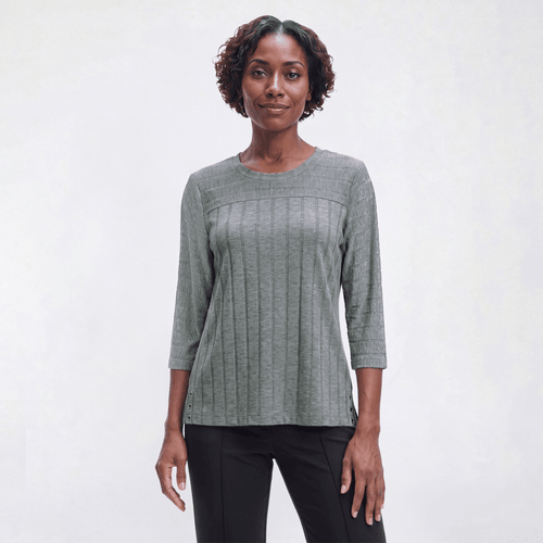 Petite Hasting & Smith 3/4 Sleeve Ribbed Grommet Blouse