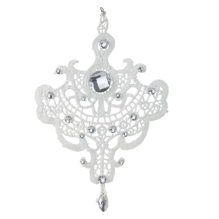 Melrose Elegant Jeweled Lace Doily Style Christmas Ornament
