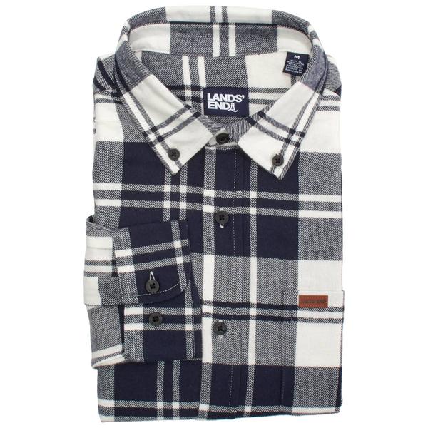 Mens LANDS END(R) Campside Flannel Shirt - Navy/Grey - image 