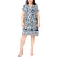 Plus Size MSK Short Sleeve 3 O-Ring Damask Shift Dress - image 4