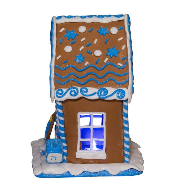 Kurt Adler 7in. LED Hanukkah Gingerbread House Table Piece