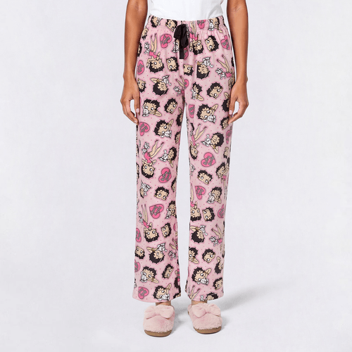 Juniors Betty Boop Hearts Velour Pajama Bottoms - image 