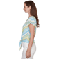 Womens Hearts of Palm Aqua Fresh Tie Front Chevron Blouse - image 4
