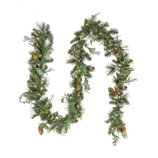 National Tree 9ft. North Conway Garland w/ 100 White LED Lights