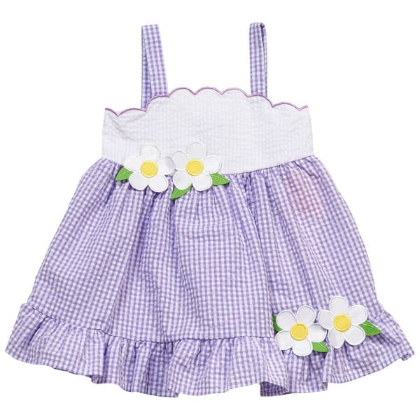 Toddler Girl Rare Editions Daisy Scalloped Seersucker Dress - image 