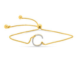 Nova Star&#40;R&#41; Lab Grown Diamond Initial C Gold Plated Bolo Bracelet