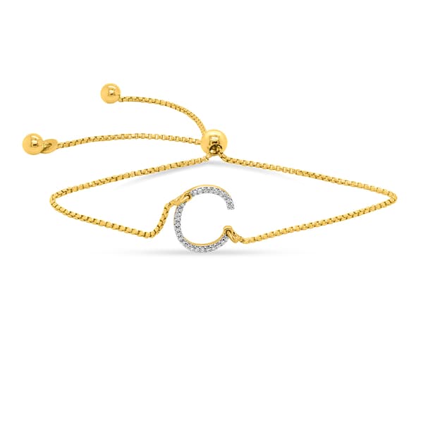 Nova Star(R) Lab Grown Diamond Initial C Gold Plated Bolo Bracelet - image 