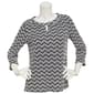 Womens Notations 3/4 Sleeve Grommet Trim Knit Top - Zigzag - image 1