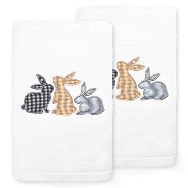 Linum Home Textiles Embroidered Bunny Row Hand Towels - Set Of 2 - image 
