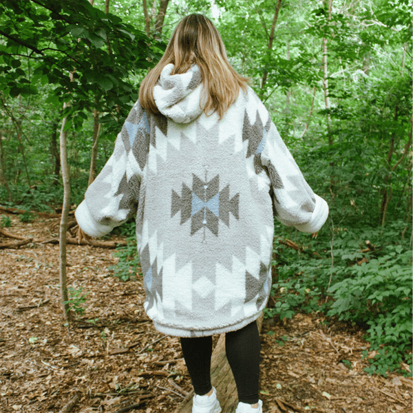Adult Unisex Coleman® Sherpa Plush Oversized Grey Blanket Hoodie