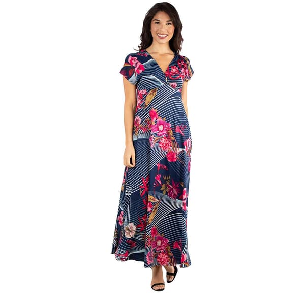 Womens 24/7 Comfort Apparel Floral A-Line Empire Waist Maxi Dress - image 
