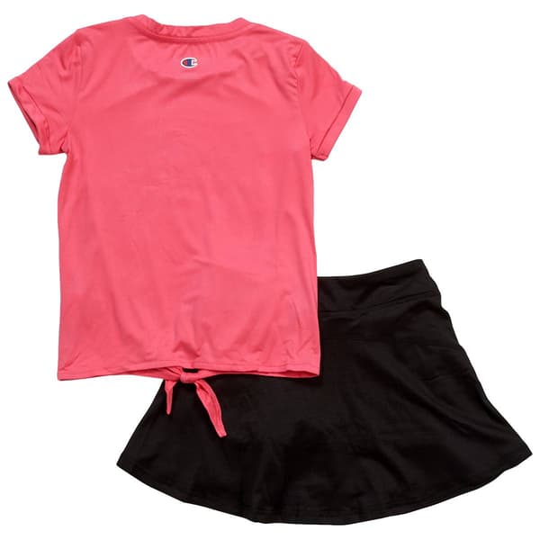 Girls (4-6x) Champion® Logo Tie Front Tee & Skorts Set