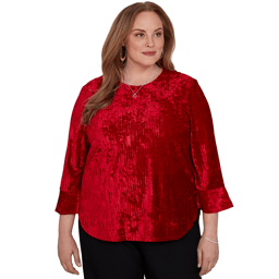 Plus Size Alfred Dunner Dinner Theater Crushed Velvet Blouse
