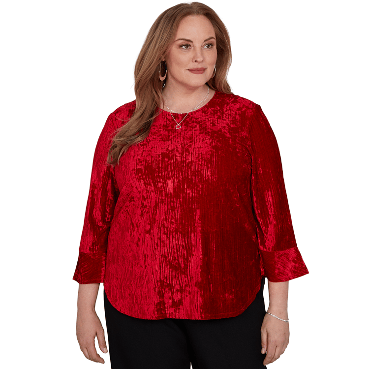 Plus Size Alfred Dunner Dinner Theater Crushed Velvet Blouse