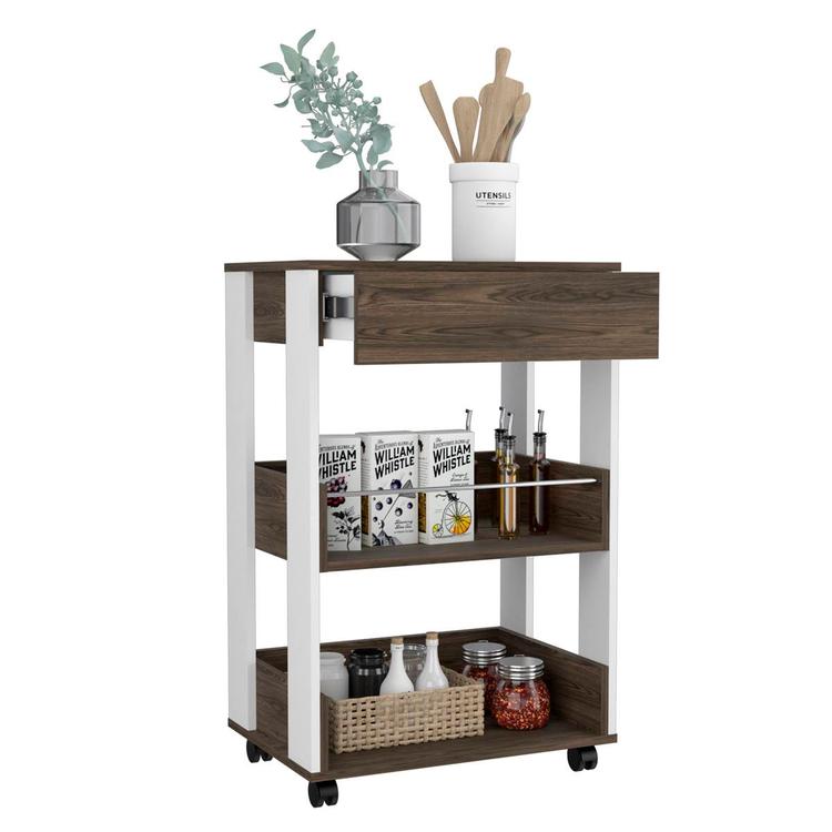 FM FURNITURE Dundee Dark Walnut Kitchen Cart