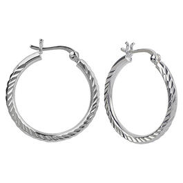 Sterling Silver Diamond Cut Hoop Earrings