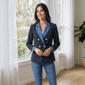 Womens Nanette Lepore Long Sleeve Solid Denim Lapel Blazer - image 1