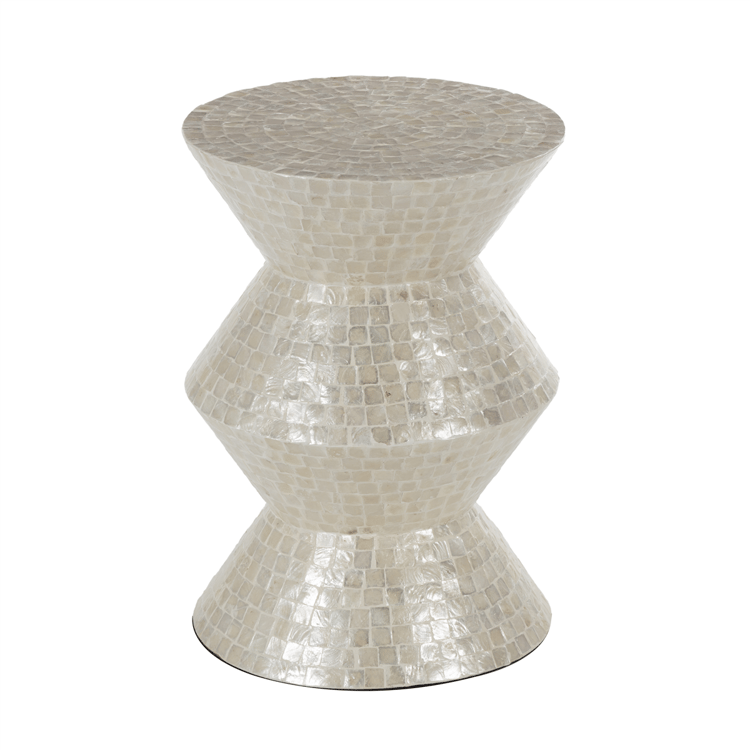 9th & Pike(R) Contemporary Cream Capiz Shell Accent Table