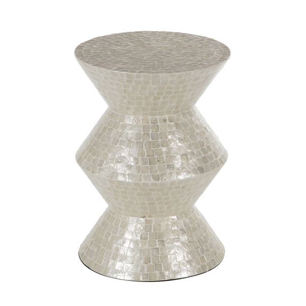 9th & Pike® Contemporary Cream Capiz Shell End Table