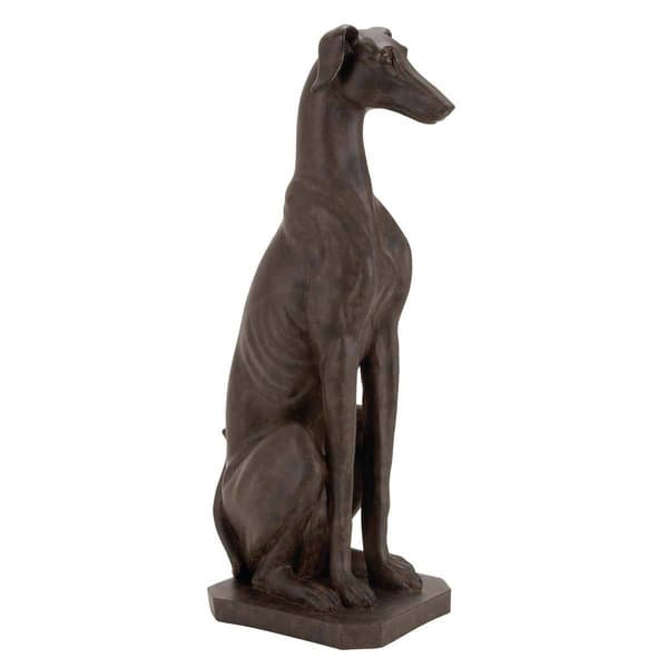 9th & Pike(R) Brown Polystone Greyhound Dog Sculpture