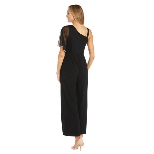 Womens R&M Richards Asymmetric Rhinestone Trim Capelet Jumpsuit