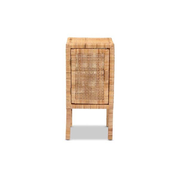 Baxton Studio Vivan Bohemian Natural Rattan 1-Door Nightstand