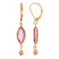 1928 Gold Tone Pink Crystal Oval Drop Earrings - image 1
