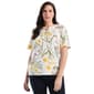 Plus Size Rafaella(R) Short Sleeve Garden Floral Lace Up Blouse - image 1