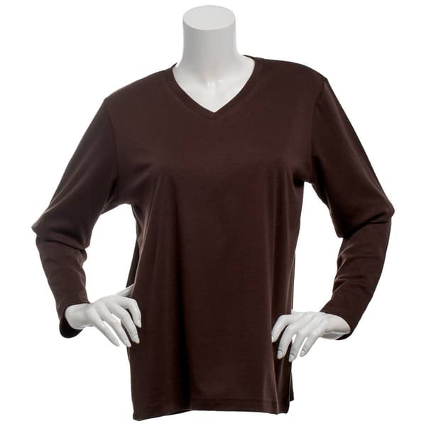 Womens Hasting &amp; Smith Solid Long Sleeve V-Neck Tee